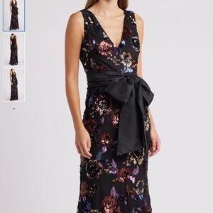 Eliza J Sequin Satin Bow Mermaid Gown 18 (similar to 14W)